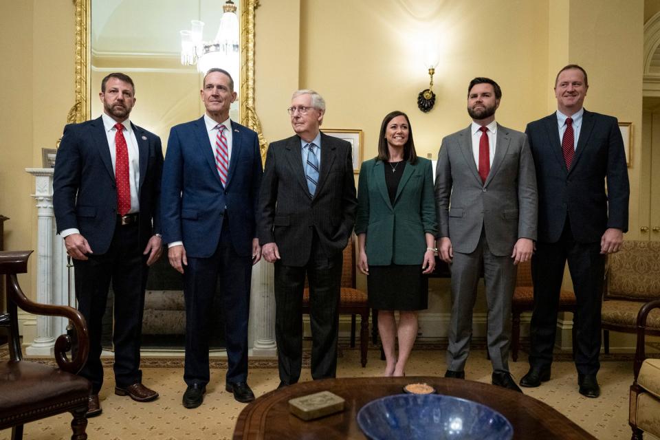 Katie Britt (fourth from left) and her fellow GOP freshmen senators