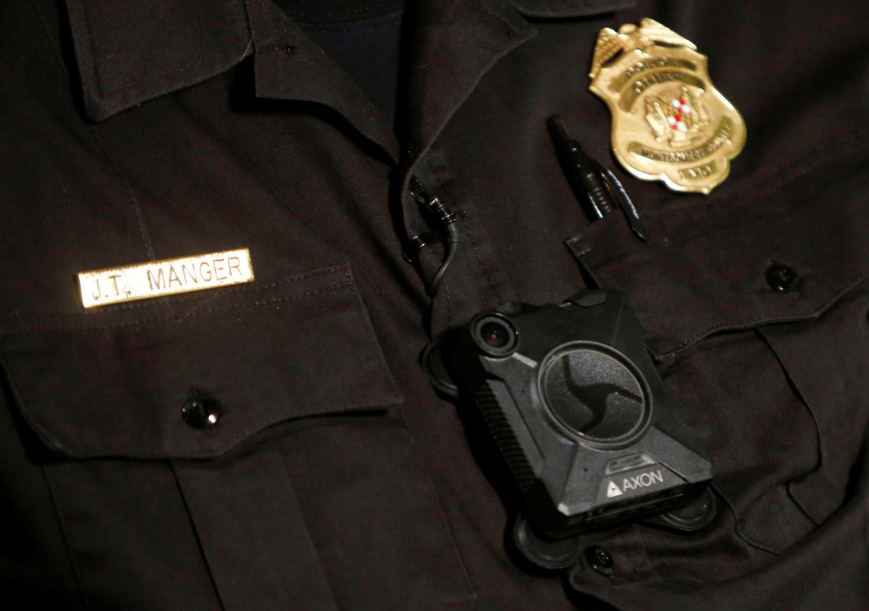 Montgomery County Police Chief J. Thomas Manger wears a body camera&nbsp;during an interview in Gaithersburg, Maryland, on Aug. 31, 2016. (Photo: Gary Cameron / Reuters)