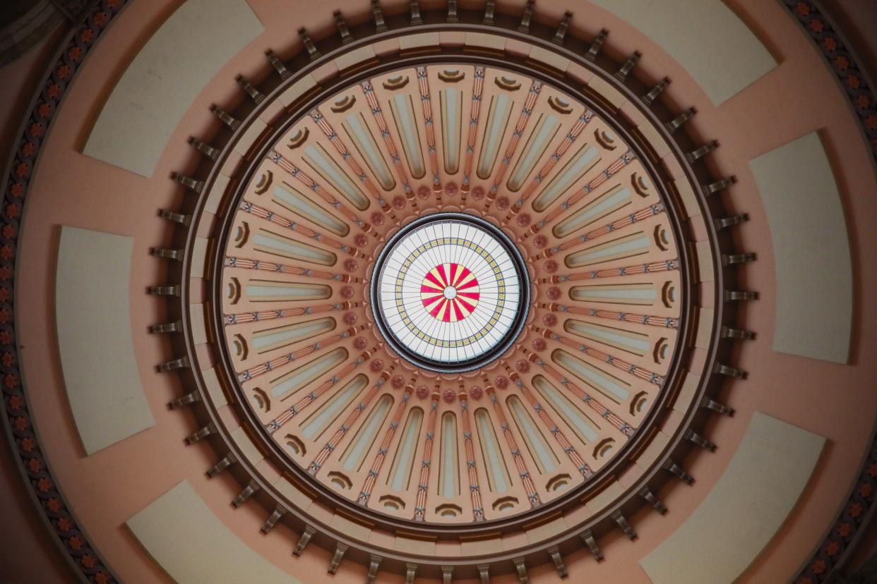 The Statehouse Dome, seen from the Rotunda at the Ohio Statehouse on Tuesday, Nov. 9, 2021 in Columbus, Ohio. The Statehouse is praparing to celebrate the 25th anniversary of a major renovation of the building in 1989.