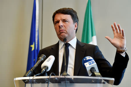 Italy's Former Prime Minister Matteo Renzi speaks during a news conference in Brussels, Belgium April 28, 2017. Reuters/Eric Vidal