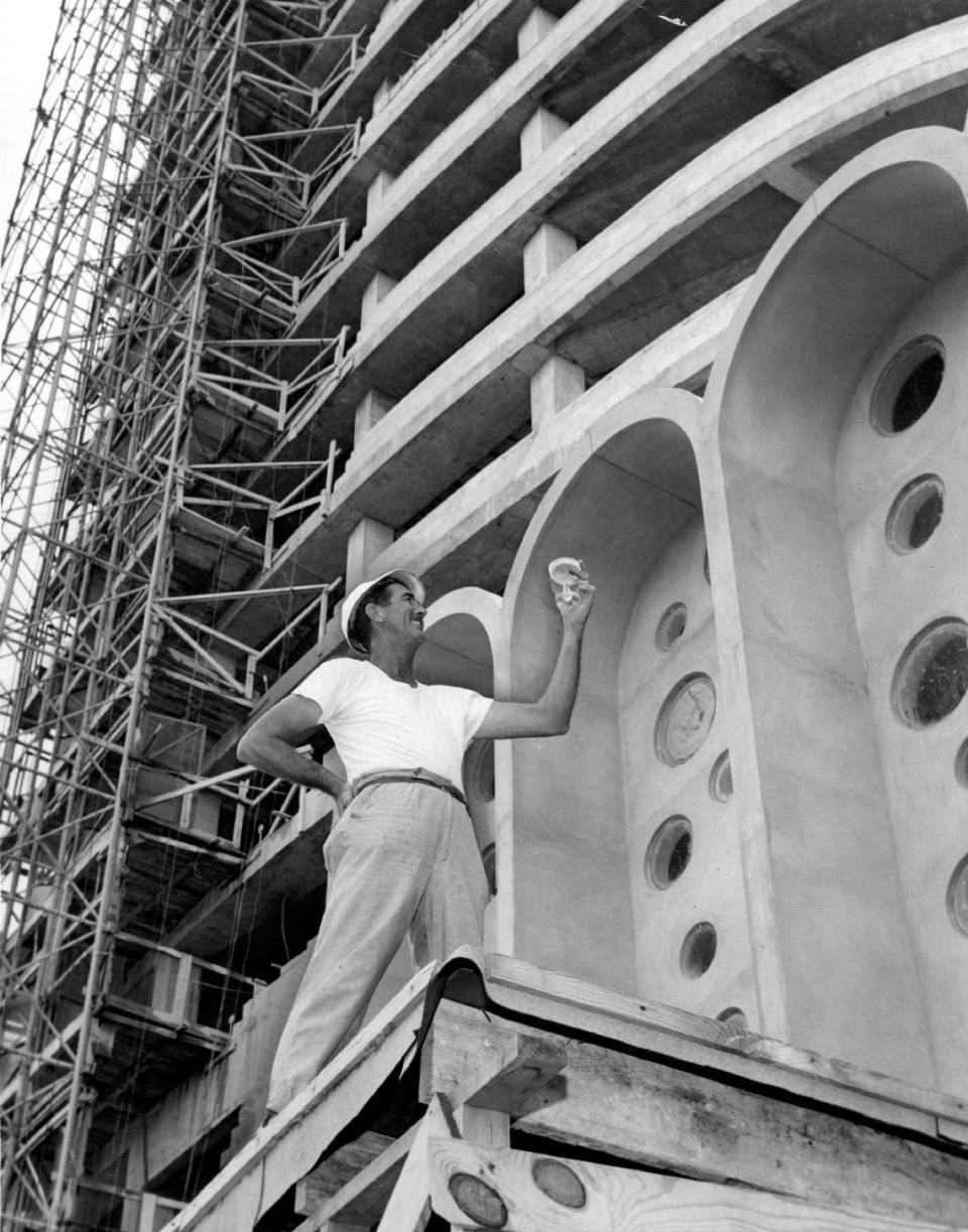 A worker during construction.