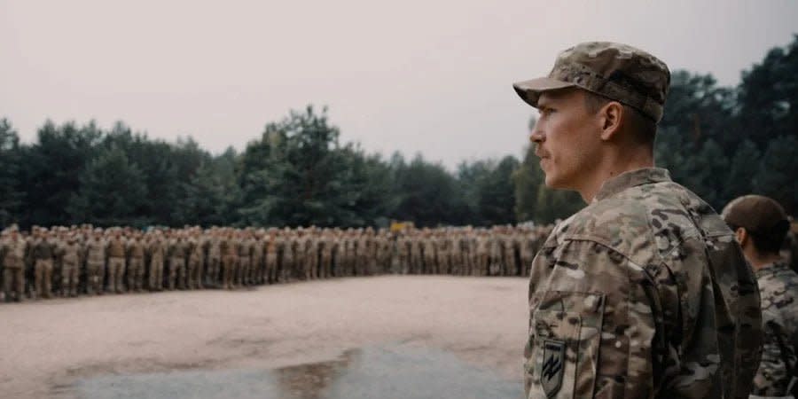 Azov regiment commander Denys Prokopenko meets with his soldiers after being released from captivity