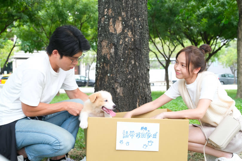   張耀仁（左）、黃姵嘉《再見之後》中一起領養木村樹。（圖／華視提供）