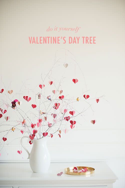 <p>Grab a few twigs out of your yard and spray paint them white, then cut small hearts out of colorful construction paper and hang from the branches with twine. </p><p><strong>Get the tutorial at <a href="http://thehousethatlarsbuilt.com/2015/01/diy-valentines-day-branch-tree.html/?utm_source=feedburner&utm_medium=feed&utm_campaign=Feed:+blogspot/ixXvk+(The+House+That+Lars+Built.)" rel="nofollow noopener" target="_blank" data-ylk="slk:The House the Lars Built;elm:context_link;itc:0;sec:content-canvas" class="link ">The House the Lars Built</a>.</strong></p><p><strong><a class="link " href="https://www.amazon.com/s/ref=nb_sb_noss?url=search-alias%3Dgarden&field-keywords=white+bird+clips&tag=syn-yahoo-20&ascsubtag=%5Bartid%7C10050.g.2971%5Bsrc%7Cyahoo-us" rel="nofollow noopener" target="_blank" data-ylk="slk:SHOP BIRD CLIPS;elm:context_link;itc:0;sec:content-canvas">SHOP BIRD CLIPS</a><br></strong></p>