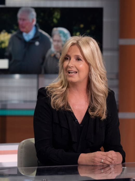 Penny Lancaster wearing a black top for a TV appearance