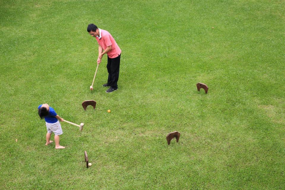 戶外草坪還可以打槌球。
