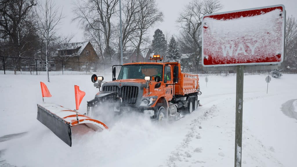  A snowplow clears snow in Iowa. 