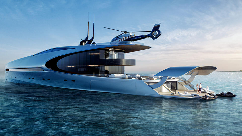 The superyacht is topped with a touch-and-go helipad. - Credit: SkyStyle