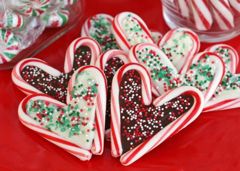 <p>Glorious Treats</p><p>A great use for those mini candy canes the kids bring home.</p><p><strong>Get the recipe: <a href="https://www.glorioustreats.com/candy-cane-hearts/" rel="nofollow noopener" target="_blank" data-ylk="slk:Candy Cane Hearts;elm:context_link;itc:0;sec:content-canvas" class="link ">Candy Cane Hearts</a></strong></p>