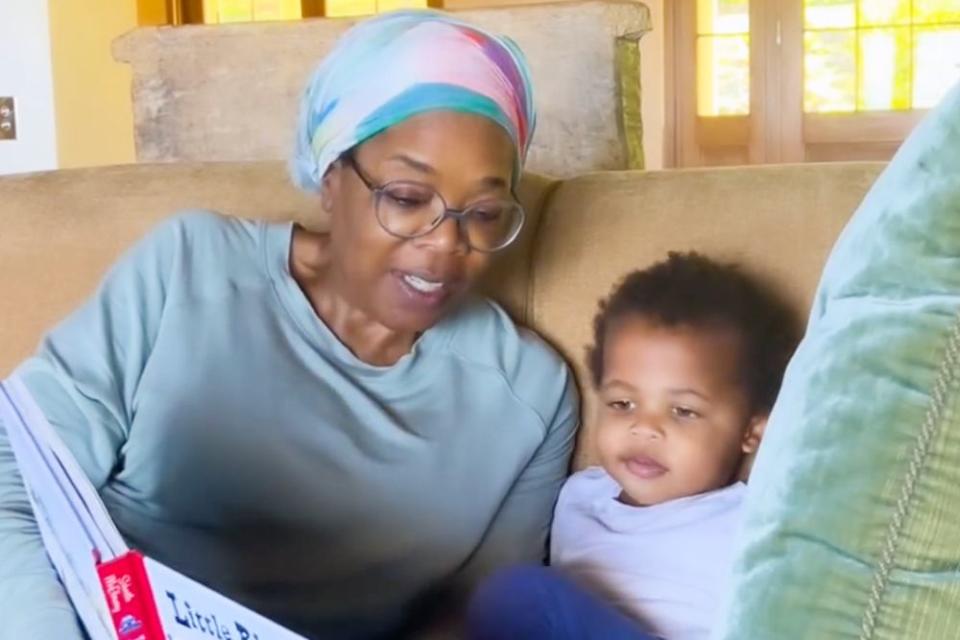 <p>Gayle King/ Instagram</p> Oprah Winfrey reads to Gayle King