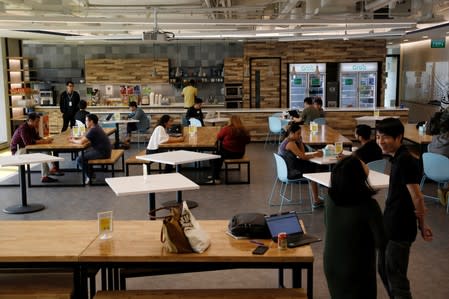 A view of the pantry area at a Grab office in Singapore