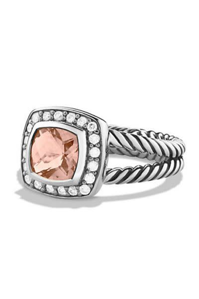 Petite Albion Ring with Morganite and Diamonds