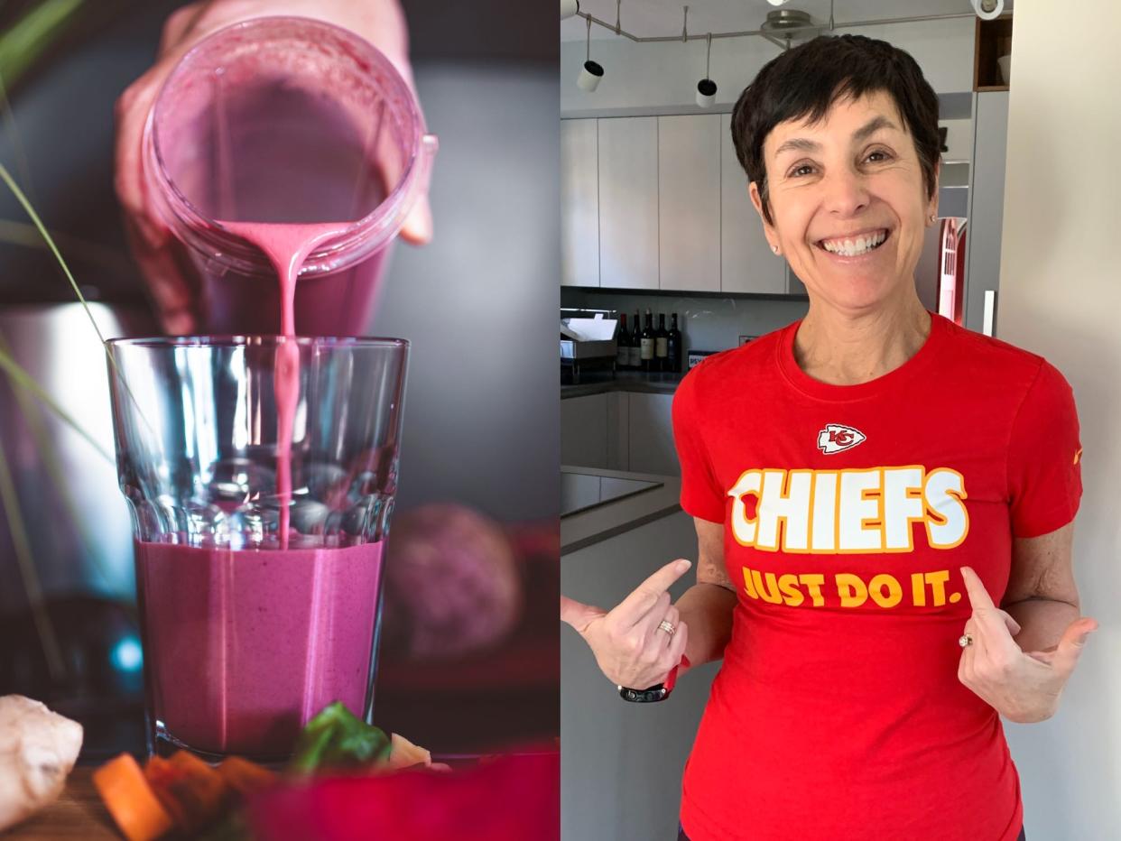 Leslie Bonci and a beet smoothie