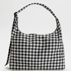 black and white gingham shoulder bag