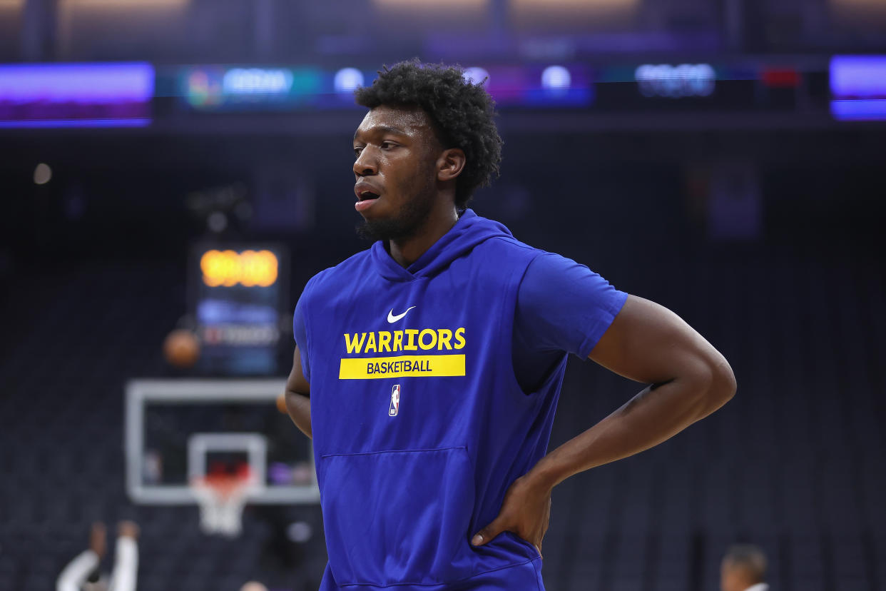 James Wiseman played just 60 games in three seasons for the Golden State Warriors since they drafted him second overall in 2020. (Lachlan Cunningham/Getty Images)