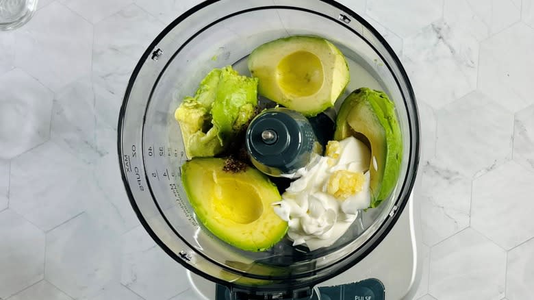 avocados and sour cream in food processor