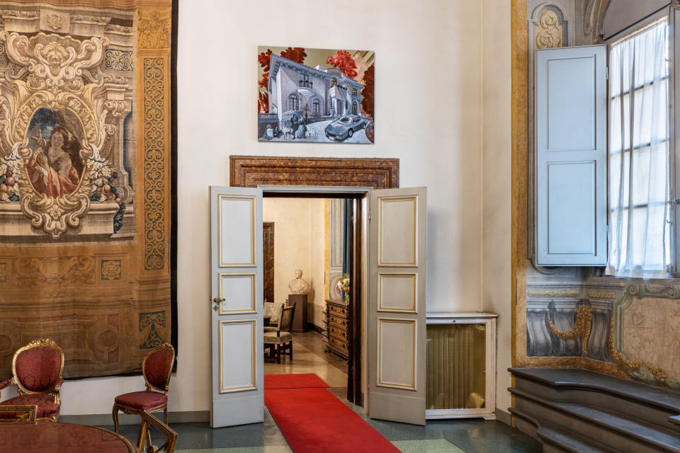 Feinstein’s work hangs above the doorway at Palazzo Medici Riccardi.