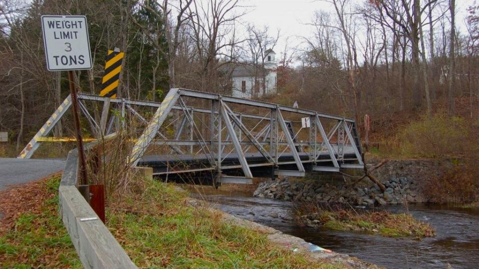 A view of Walpack's Main Street bridge over the Flatbrook looking toward Walpack Center.