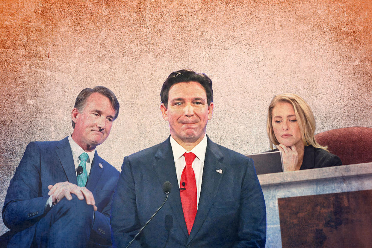 Glenn Youngkin; Ron DeSantis; Bridget Ziegler Photo illustration by Salon/Getty Images