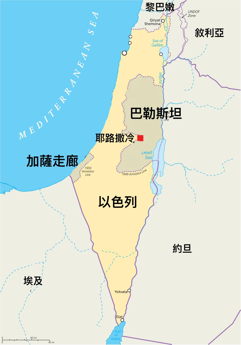 以色列、巴勒斯坦、加薩走廊及其周邊國家相關地理位置圖。（Getty Creative）