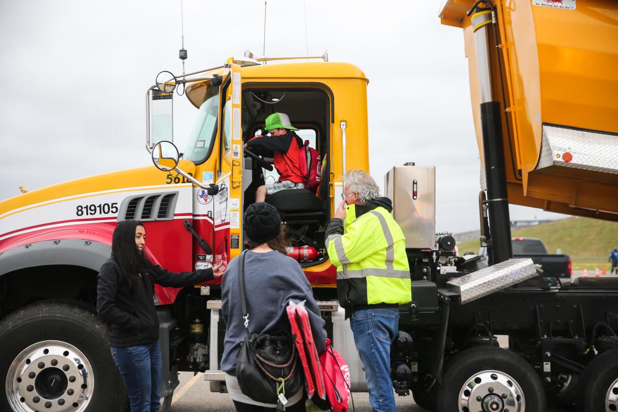 Parents brought their kids to Touch-a-Truck event Saturday, April 13, 2019, at San Angelo Stadium. 