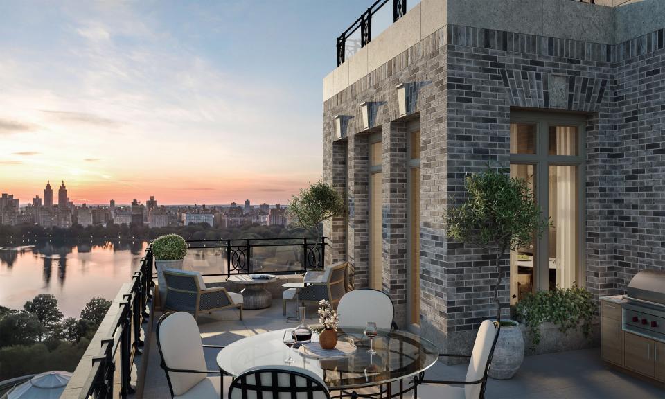 Terraces feature views of nearby Central Park.