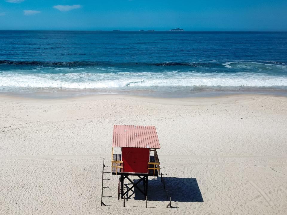 Copacabana beach amidst the coronavirus pandemic on March 29, 2020 in Rio de Janeiro.