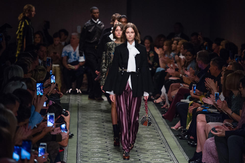 <p>When other brands were too afraid to go down the immediate ‘see now, buy now’ route, Bailey pushed heritage brand Burberry to roll with it. September 2016 marked the first time people were able to buy the collection as soon as it left the catwalk with retail revenue boosting by 19% in the six months after.<br><i>[Photo: Getty]</i> </p>