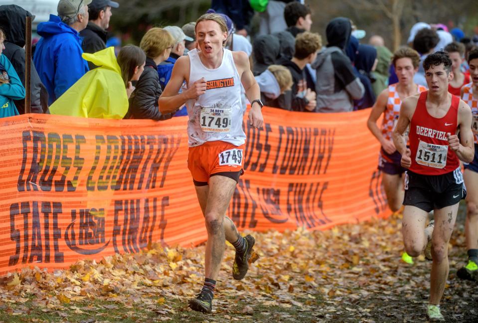 Washington's Sam Tellefson (1749) competes in the Class 2A boys state cross-country meet Saturday, Nov. 5, 2022 at Detweiller Park in Peoria.