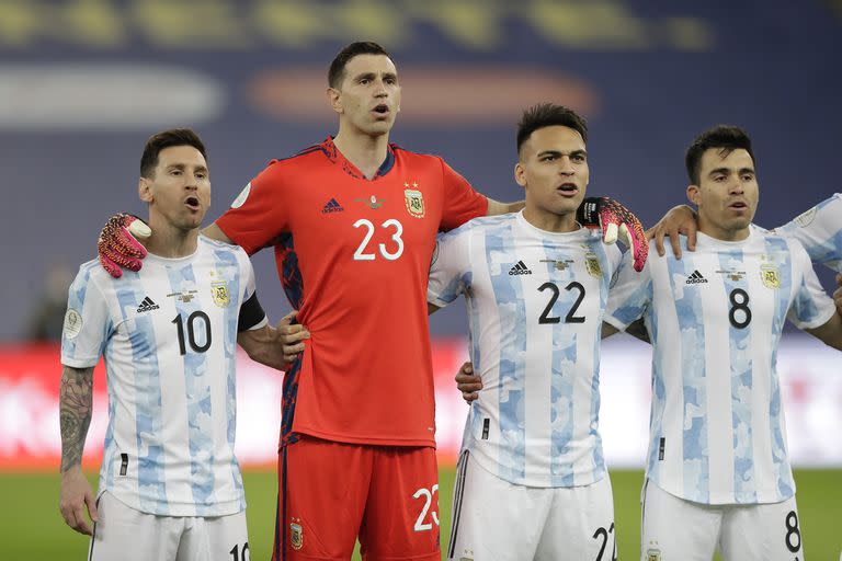 El himno argentino, antes de la final en el Maracaná...