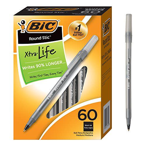 <p><strong>BIC</strong></p><p>amazon.com</p><p><strong>$6.48</strong></p><p><a href="https://www.amazon.com/dp/B0012YVGOW?tag=syn-yahoo-20&ascsubtag=%5Bartid%7C2139.g.40827274%5Bsrc%7Cyahoo-us" rel="nofollow noopener" target="_blank" data-ylk="slk:Shop Now;elm:context_link;itc:0;sec:content-canvas" class="link ">Shop Now</a></p><p>Less than five bucks for a pack of 60 pens? SAY. LESS.</p>