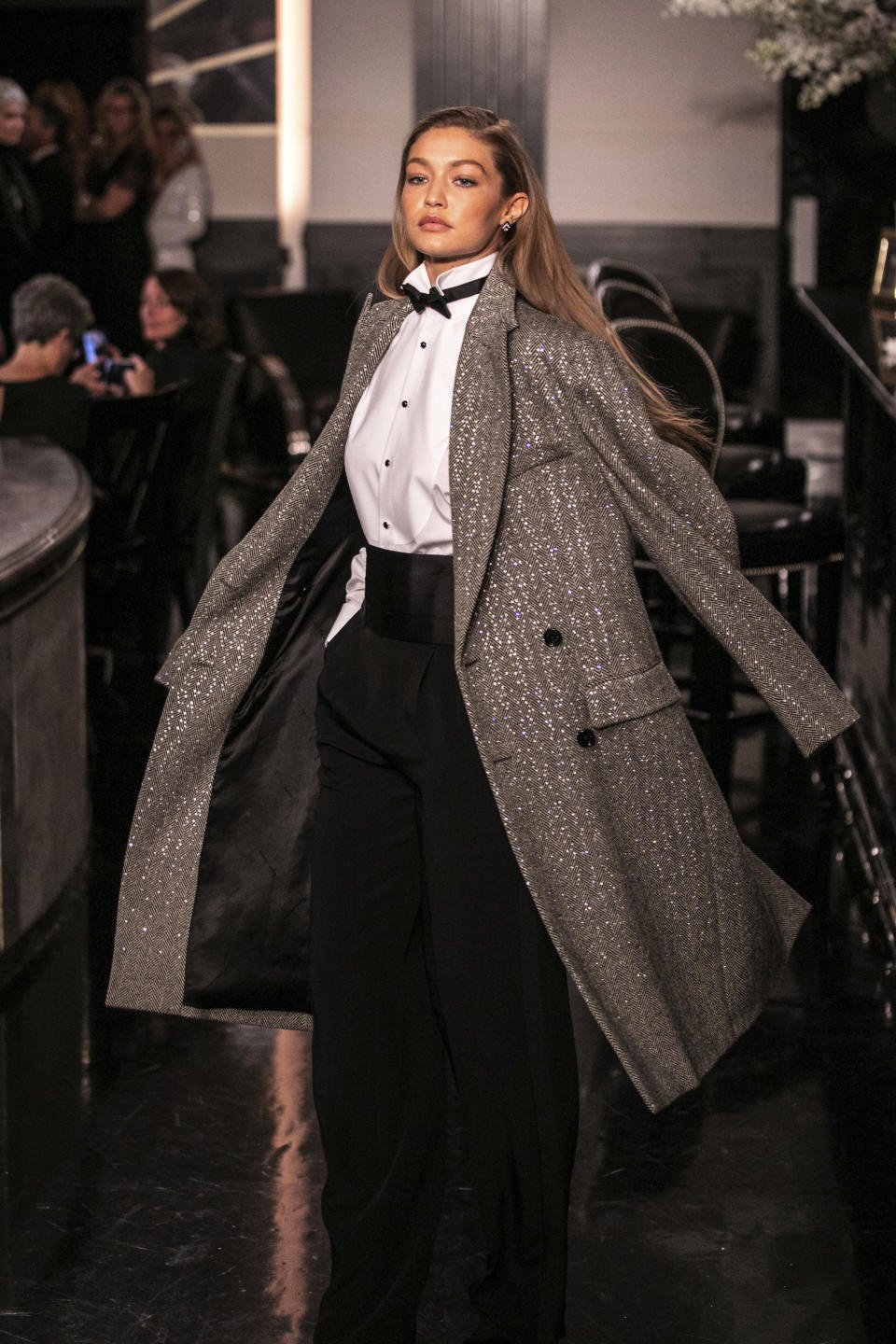 Gigi Hadid models the Ralph Lauren collection during Fashion Week in New York, Saturday, Sept. 7, 2019. (AP Photo/Jeenah Moon)