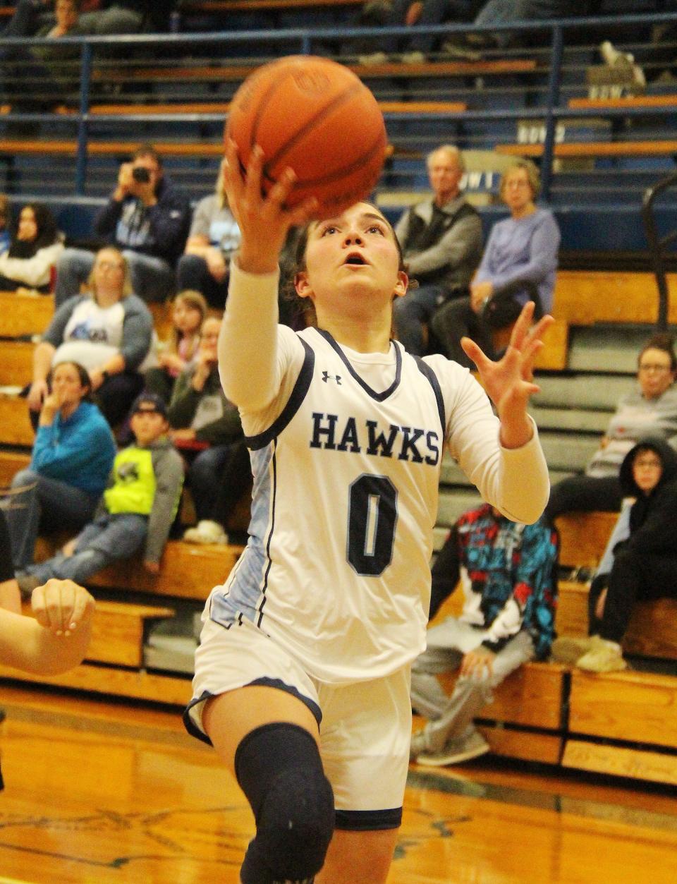 Chloe Sisco, shown here in Prairie Central's season-opener, has been a key scorer for the Hawks since her freshman season.