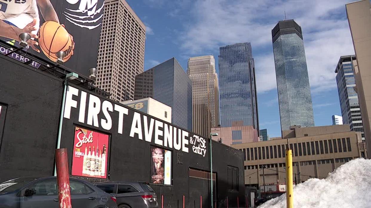 <div>The Minneapolis skyline, with First Avenue in the foreground.</div> <strong>(FOX 9)</strong>