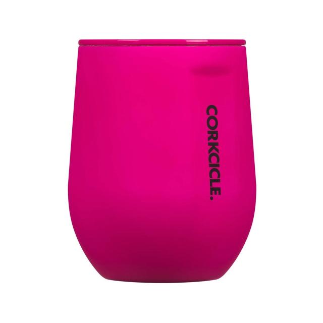 Corkcicle 12 oz Triple-Insulated Stemless Glass Neon Pink