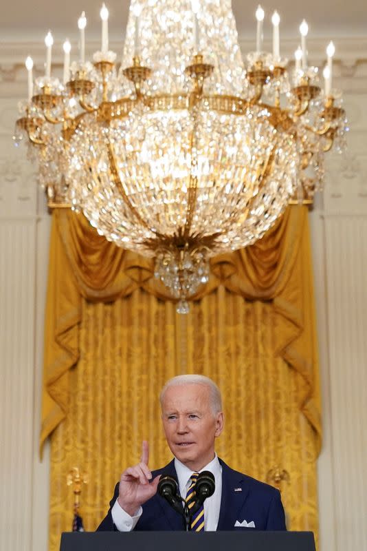 U.S. President Joe Biden holds a formal news conference at the White House