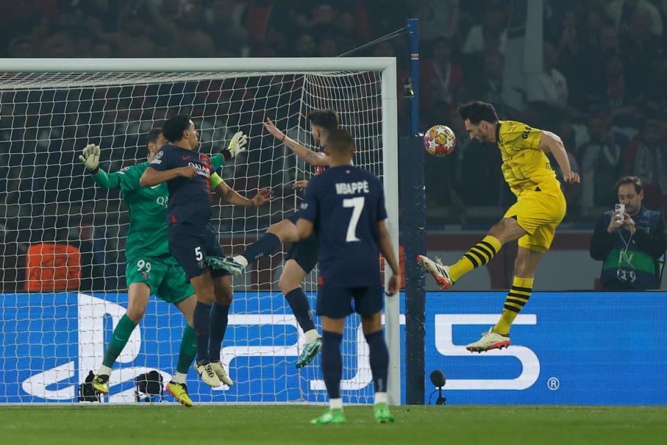 Mats Hummels’ headed effort earned Dortmund the win in Paris (AFP via Getty Images)