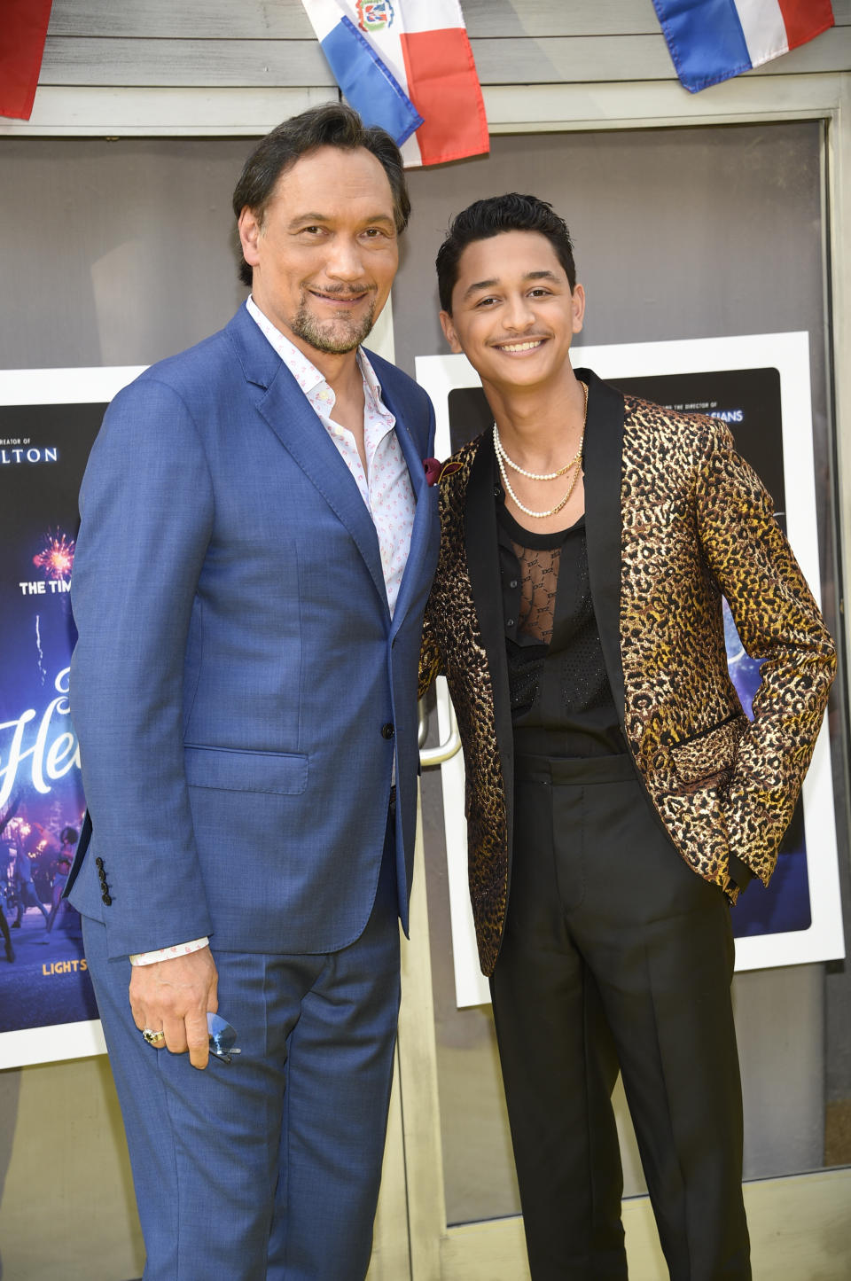 Actors Jimmy Smits, left, and Gregory Diaz IV attend the 2021 Tribeca Film Festival opening night premiere of "In The Heights" at the United Palace theater on Wednesday, June 9, 2021, in New York. (Photo by Evan Agostini/Invision/AP)