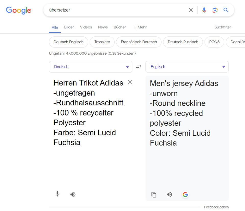 Googles Übersetzer wandelt Texte im Nu in andere Sprachen um. (Bild: Screenshot Yahoo)