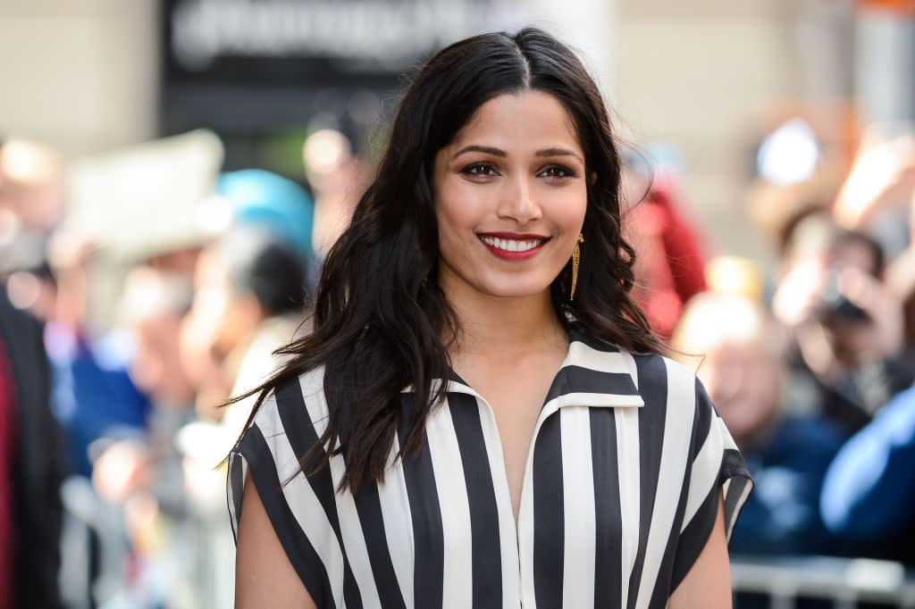 Freida Pinto wore a millennial pink pantsuit, and we are here for it