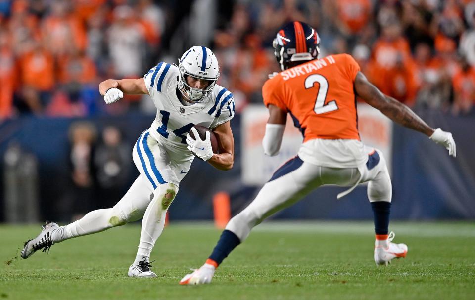 Rookie Alec Pierce led the Colts on Thursday night in Denver with eight catches for 81 yards.