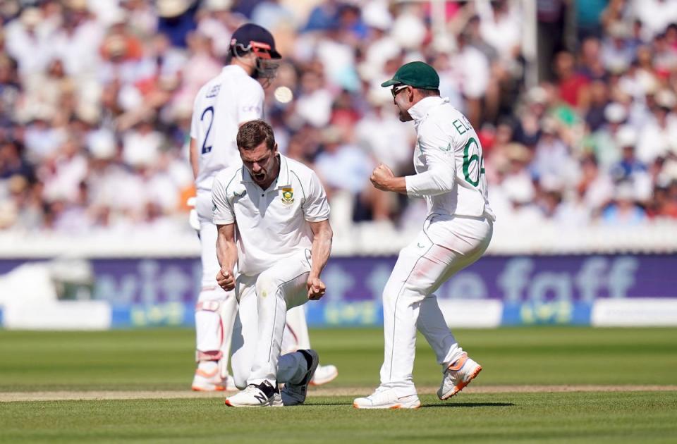 England were blown away by Anrich Nortje on day three  (PA)