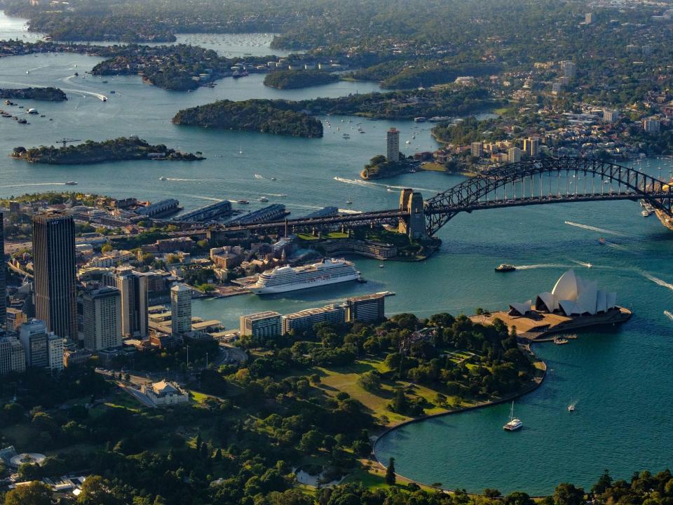 A Viking Ocean ship in Sydney. The cruise line's ocean cruise ships are all identical.