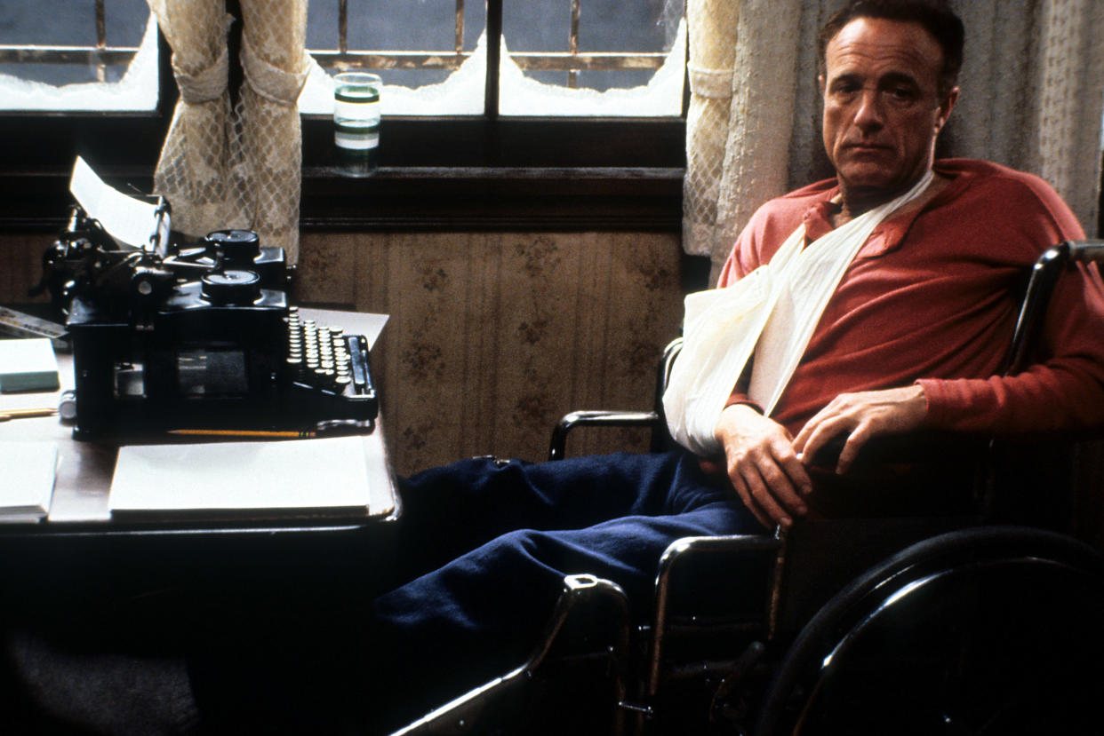 James Caan in a wheelchair in a scene from the film 'Misery', 1990. (Photo by Columbia Pictures/Getty Images)