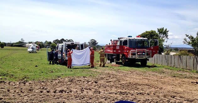 Ten people treated by paramedics after incident on dairy farm at Cloverlea. Photo: Twitter (@mscanlan7)