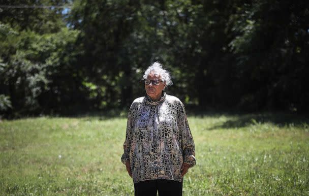 PHOTO: Opal Lee, 93, stands in front of the East Annie Street lot on June 2, 2021, where white rioters attacked, invaded and burned her family's home in 1939. (Amanda McCoy/Fort Worth Star-Telegram/TNS via Getty Images)