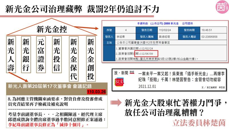 林楚茵批新光金戕害媒體自由（圖／林楚茵辦公室提供）