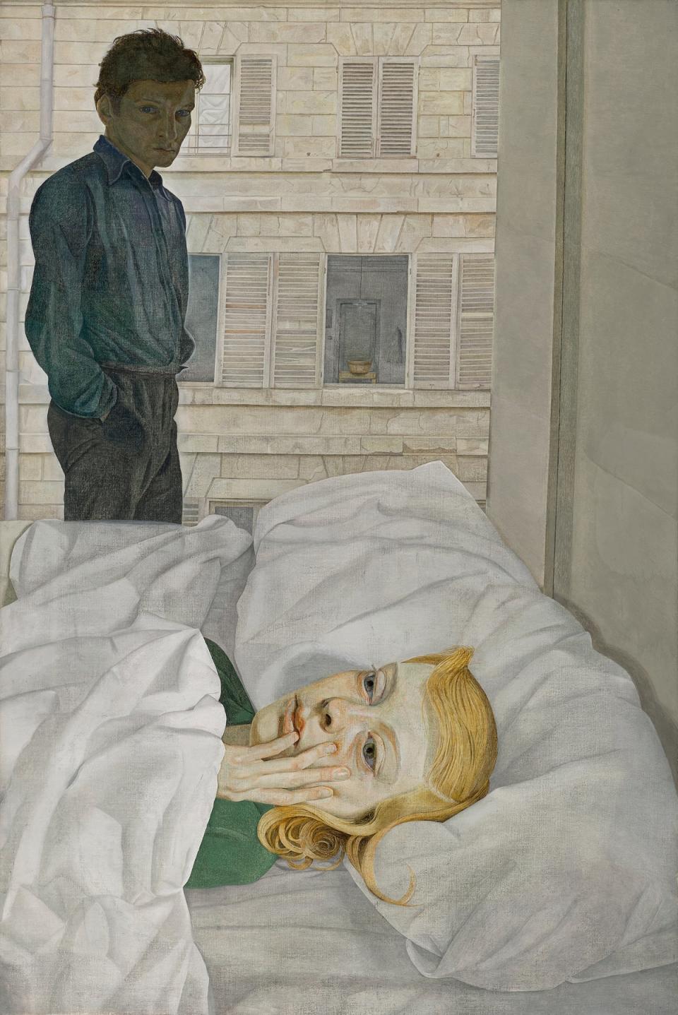 Hotel Bedroom, 1954 (The Lucian Freud Archive. All Rights Reserved 2022 / Bridgeman Images / photo The Beaverbrook Art Gallery, Fredericton, Canada)