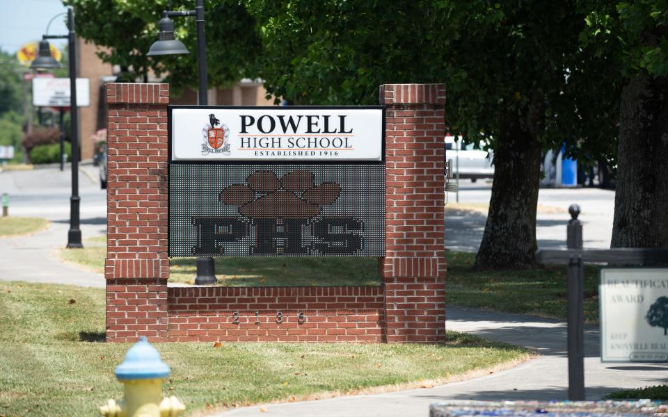 The monument honoring former Powell High School students killed in military service will be erected near the sign in front of the school.