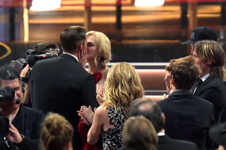 Nic got a lot of people talking with this congratulatory kiss. Source: Getty